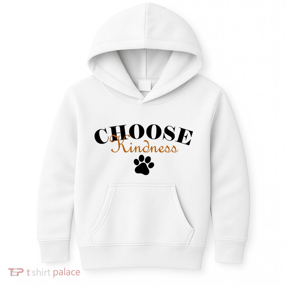 Choose Kindness Dog Paw Print Kids Hoodie