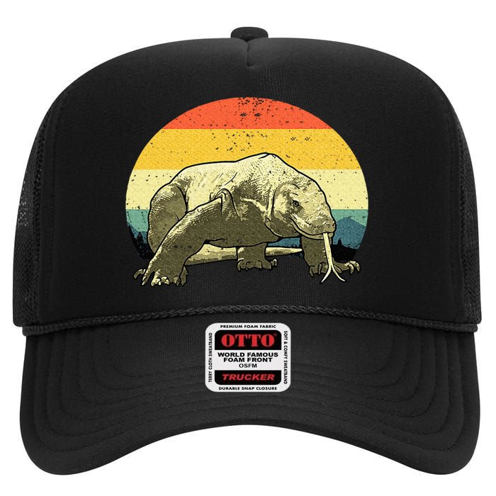 Cute Komodo Dragon Vintage Komodo Dragon High Crown Mesh Back Trucker Hat