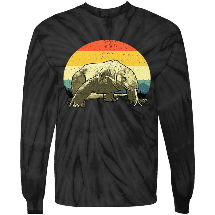 Cute Komodo Dragon Vintage Komodo Dragon Tie-Dye Long Sleeve Shirt