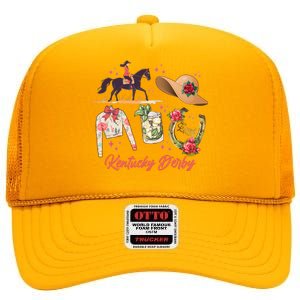 Cute Kentucky Derby Good Luck High Crown Mesh Back Trucker Hat