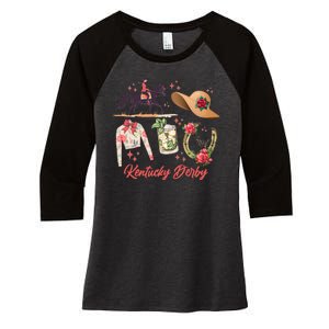 Cute Kentucky Derby Good Luck Women's Tri-Blend 3/4-Sleeve Raglan Shirt