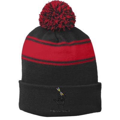 Choose Kind Dragonfly I Love You ASL Sign Language Deaf Gift Stripe Pom Pom Beanie