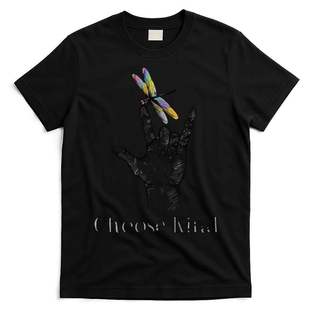 Choose Kind Dragonfly I Love You ASL Sign Language Deaf Gift T-Shirt