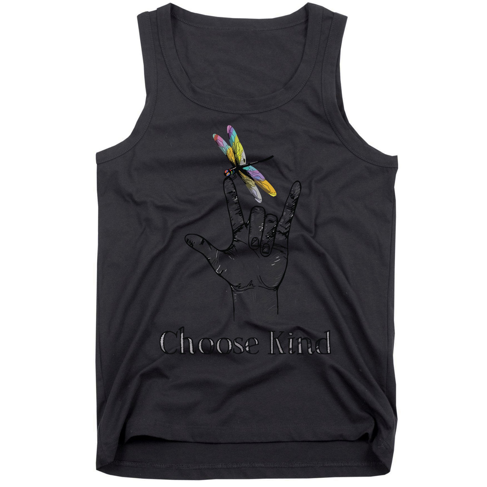 Choose Kind Dragonfly I Love You ASL Sign Language Deaf Gift Tank Top