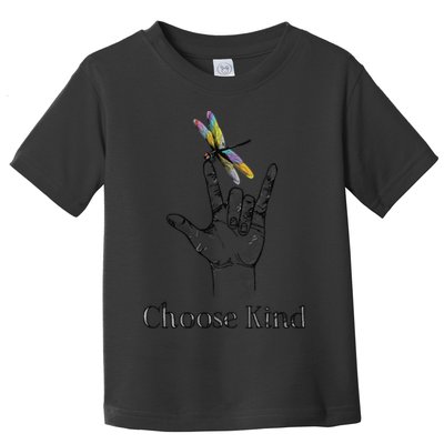 Choose Kind Dragonfly I Love You ASL Sign Language Deaf Gift Toddler T-Shirt