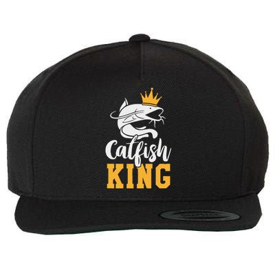 Catfish King Design Funny Catfish Fishing Gift Wool Snapback Cap