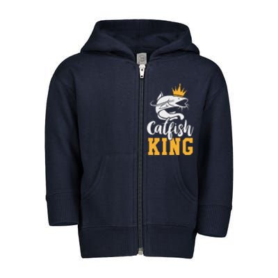 Catfish King Design Funny Catfish Fishing Gift Toddler Zip Fleece Hoodie