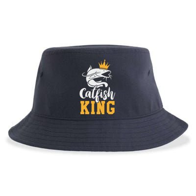 Catfish King Design Funny Catfish Fishing Gift Sustainable Bucket Hat