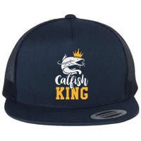 Catfish King Design Funny Catfish Fishing Gift Flat Bill Trucker Hat