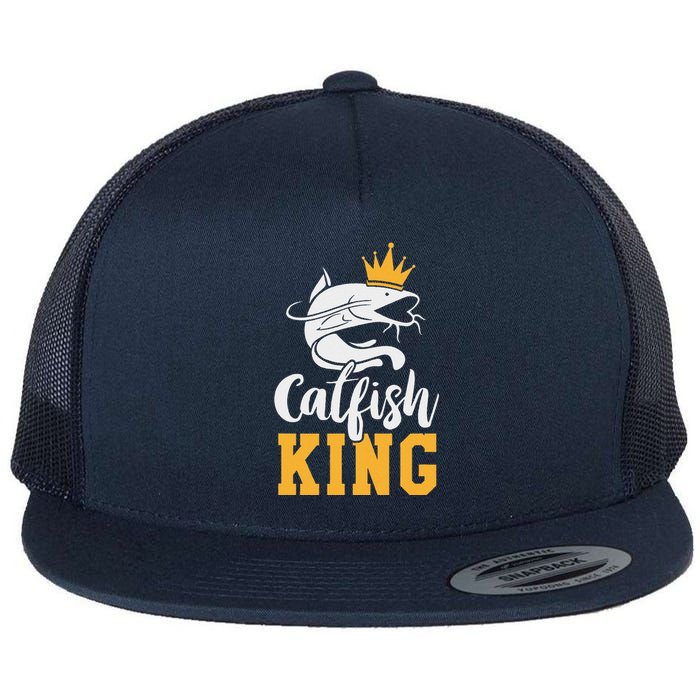 Catfish King Design Funny Catfish Fishing Gift Flat Bill Trucker Hat