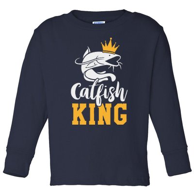 Catfish King Design Funny Catfish Fishing Gift Toddler Long Sleeve Shirt