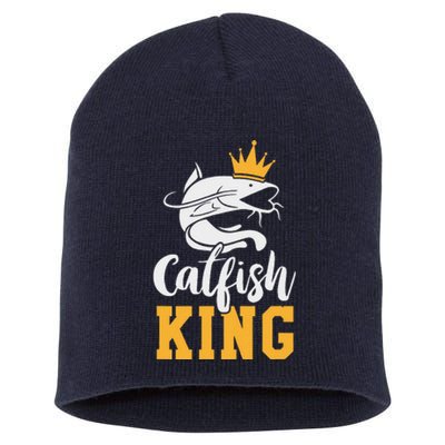 Catfish King Design Funny Catfish Fishing Gift Short Acrylic Beanie