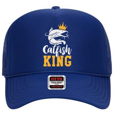 Catfish King Design Funny Catfish Fishing Gift High Crown Mesh Back Trucker Hat