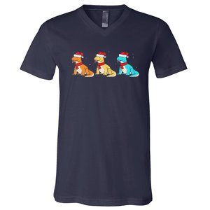 Christmas Komodo Dragon Santa Hat Monitor Lizard V-Neck T-Shirt