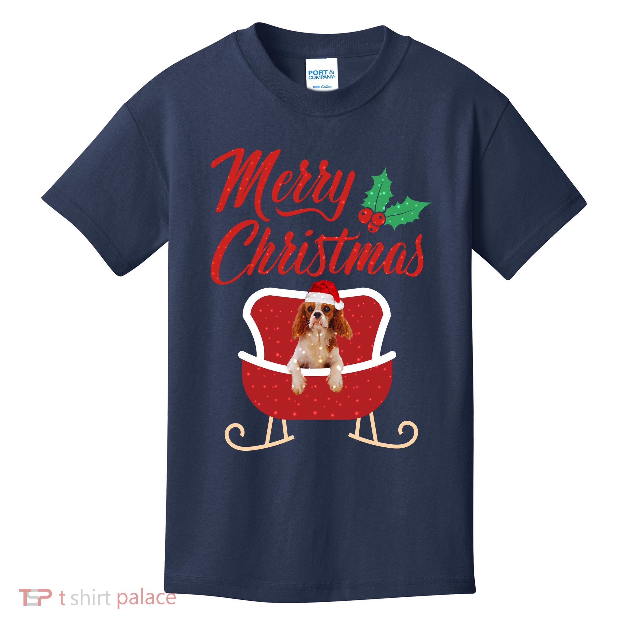 Cavalier King Dog Merry Christmas Design For The Holiday Season! Kids T-Shirt