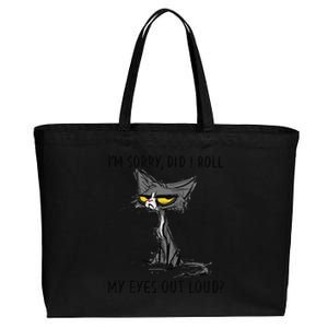 Cat Kitten Did I Roll My Eyes Out Loud Funny Sarcastic Cotton Canvas Jumbo Tote