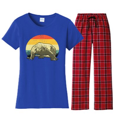 Cute Komodo Dragon Vintage Komodo Dragon Women's Flannel Pajama Set