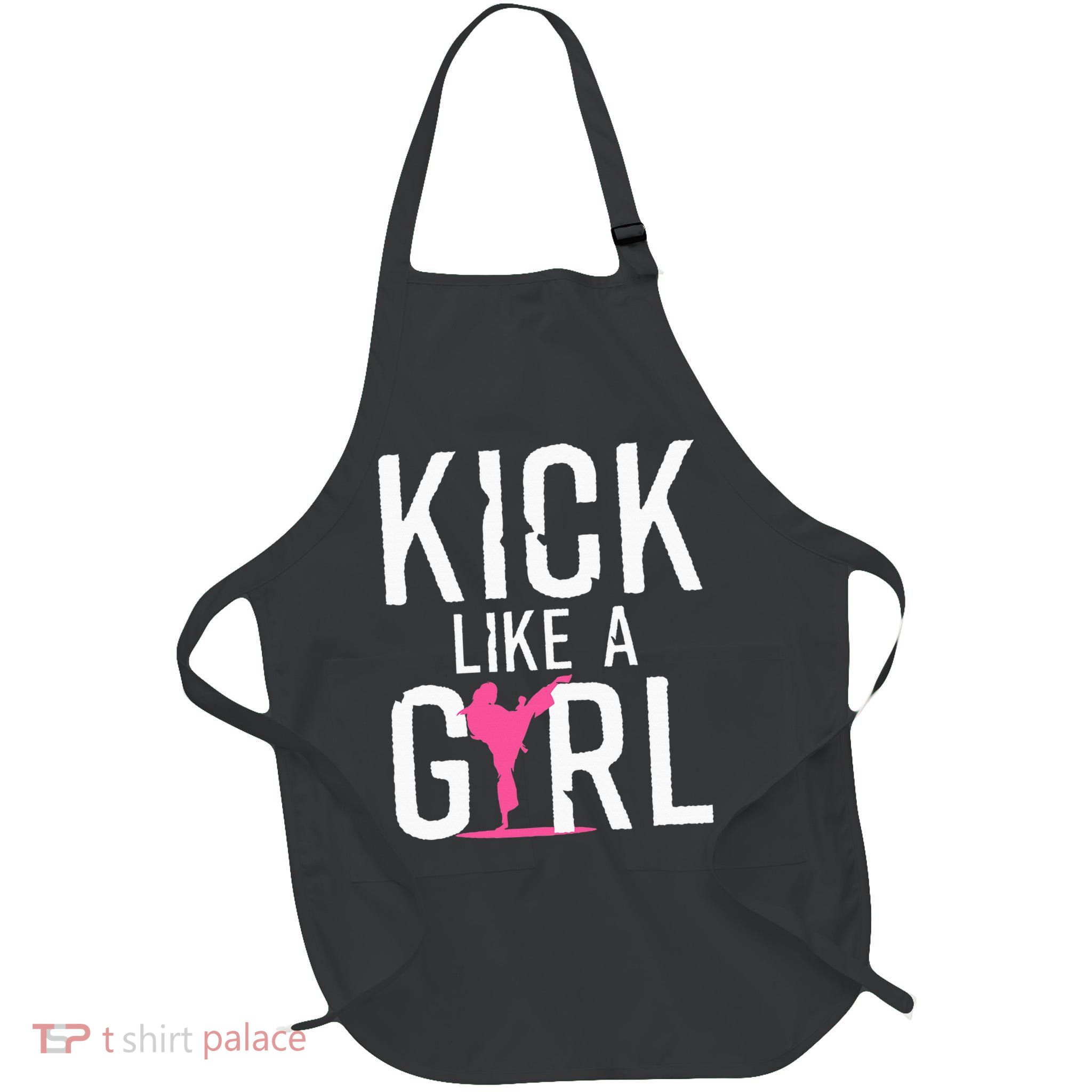 Cute Karate Design For Women Martial Arts Kung Fu Full-Length Apron With Pockets