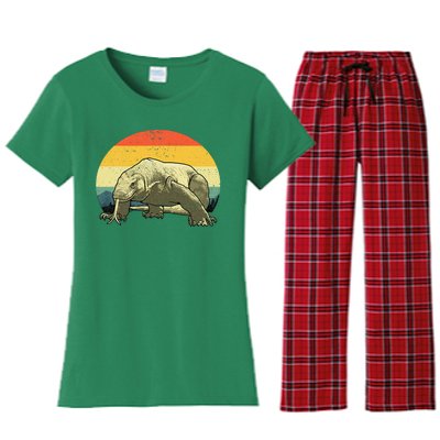 Cute Komodo Dragon Vintage Komodo Dragon Women's Flannel Pajama Set