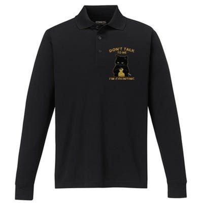 Cat Knits Don't Talk To Me I'm Counting Knitting Performance Long Sleeve Polo