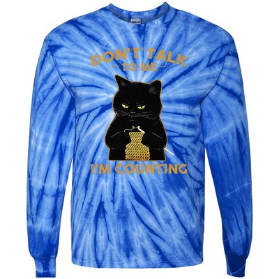 Cat Knits Don't Talk To Me I'm Counting Knitting Tie-Dye Long Sleeve Shirt