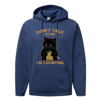 Cat Knits Don't Talk To Me I'm Counting Knitting Performance Fleece Hoodie