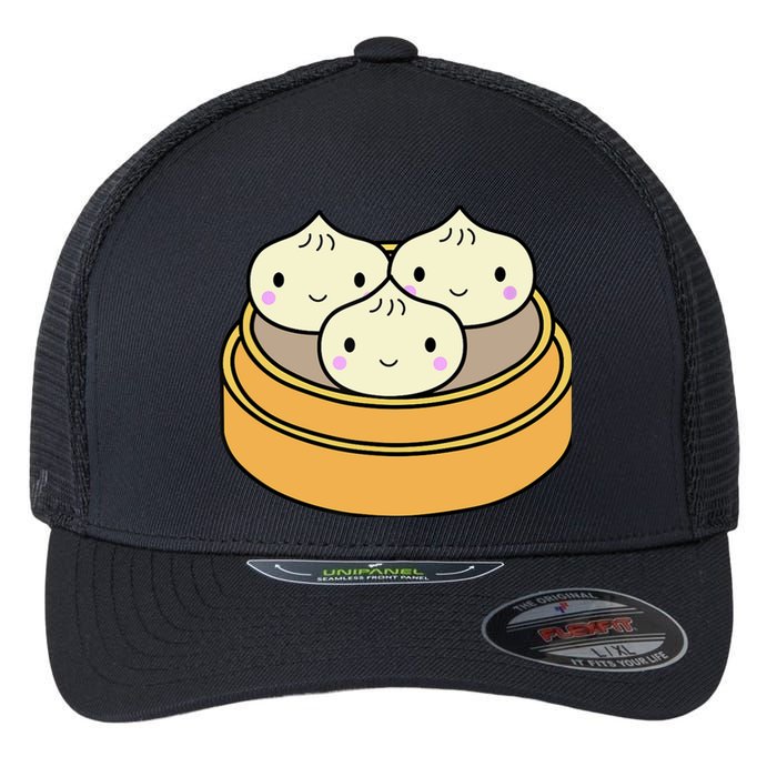 Cute Kawaii Dim Sum Dumplings Pork Bun Gift Idea For Foodie Flexfit Unipanel Trucker Cap