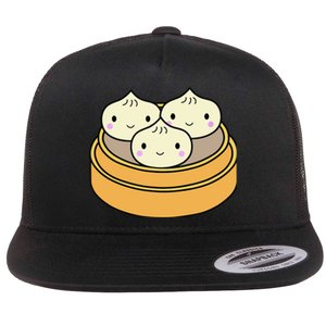 Cute Kawaii Dim Sum Dumplings Pork Bun Gift Idea For Foodie Flat Bill Trucker Hat