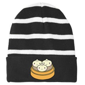 Cute Kawaii Dim Sum Dumplings Pork Bun Gift Idea For Foodie Striped Beanie with Solid Band