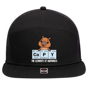 Cute Kawaii Elements Of Happiness Capybara 7 Panel Mesh Trucker Snapback Hat