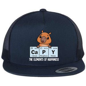 Cute Kawaii Elements Of Happiness Capybara Flat Bill Trucker Hat