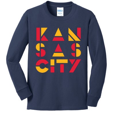 Cool Kansas Football Kids Long Sleeve Shirt