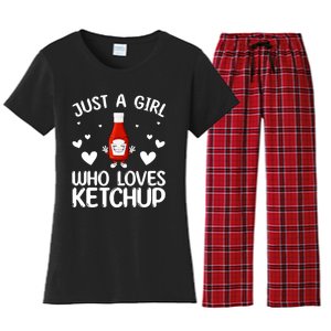 Cool Ketchup For Girls Kids Women Tomato Catsup Sauce Foodie Women's Flannel Pajama Set