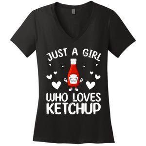 Cool Ketchup For Girls Kids Women Tomato Catsup Sauce Foodie Women's V-Neck T-Shirt