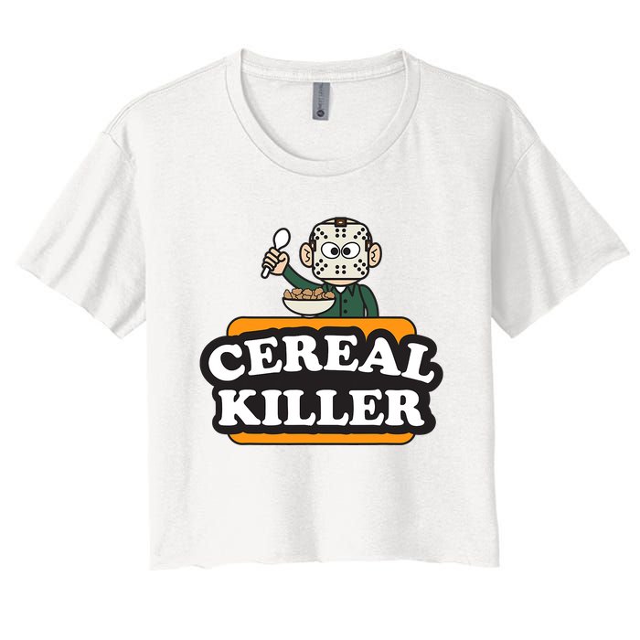 Cereal Killer Food Pun Humor Costume Funny Halloween Women's Crop Top Tee