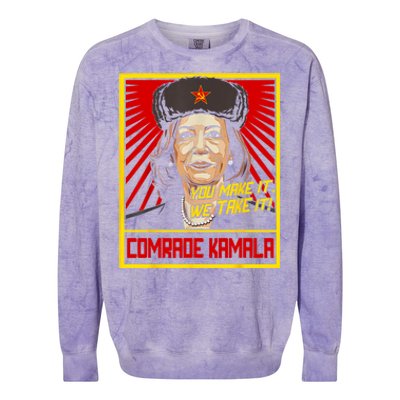 Comrade Kamala Funny Anti Harris Colorblast Crewneck Sweatshirt