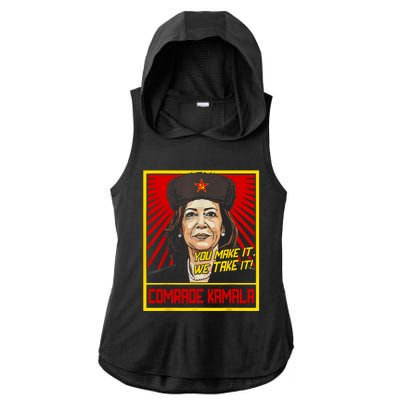 Comrade Kamala Funny Anti Harris Ladies PosiCharge Tri-Blend Wicking Draft Hoodie Tank