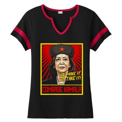 Comrade Kamala Funny Anti Harris Ladies Halftime Notch Neck Tee