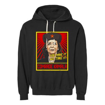 Comrade Kamala Funny Anti Harris Garment-Dyed Fleece Hoodie