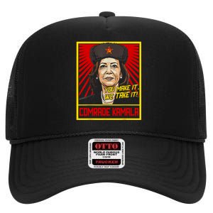 Comrade Kamala Funny Anti Harris High Crown Mesh Back Trucker Hat