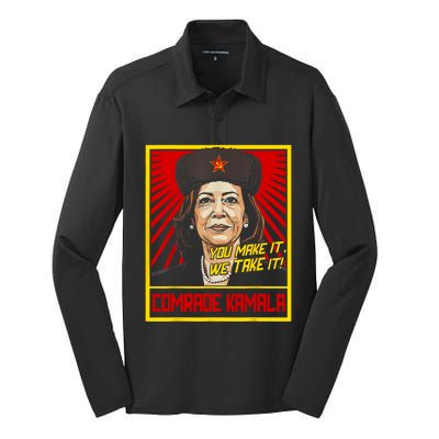 Comrade Kamala Funny Anti Harris Silk Touch Performance Long Sleeve Polo