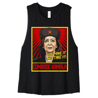 Comrade Kamala Funny Anti Harris Women's Racerback Cropped Tank