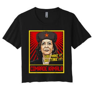 Comrade Kamala Funny Anti Harris Women's Crop Top Tee