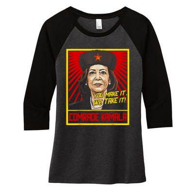 Comrade Kamala Funny Anti Harris Women's Tri-Blend 3/4-Sleeve Raglan Shirt