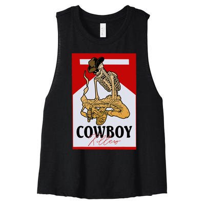 Cowboy Killers Funny Western Cowgirl Skeleton Women's Racerback Cropped Tank