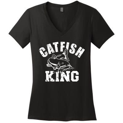 Catfish King Funny Fishing Fisherman Catfishing Fish Women's V-Neck T-Shirt