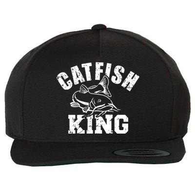 Catfish King Funny Fishing Fisherman Catfishing Fish Wool Snapback Cap