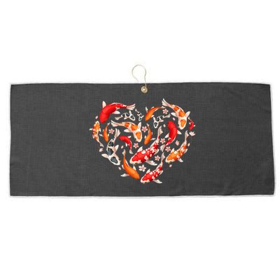 Cool Koi Fish For Men Women Japan Fishing Japanese Koi Lover Large Microfiber Waffle Golf Towel