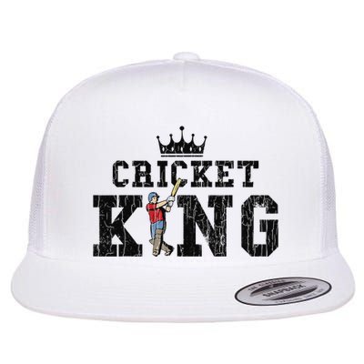 Cricket King Funny Cricket Player Kookaburra Flat Bill Trucker Hat