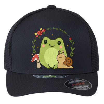 Cute Kawaii Frog Snail Mushroom Cottagecore Aesthetic Flexfit Unipanel Trucker Cap